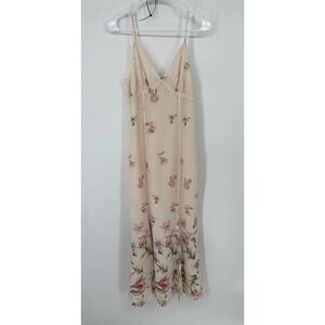 Dynamite Sage Empire Bust Maxi Dress Women's XS Fallen Florals Beige V-Neck NWT
